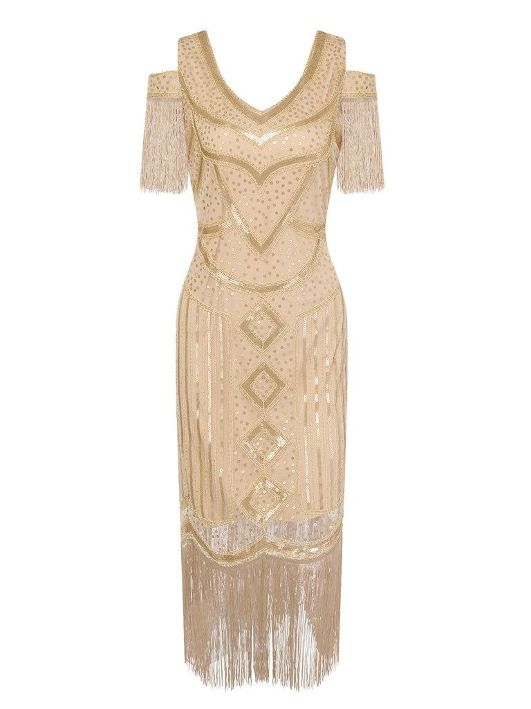 1920s Sequin Beaded Tassel Gastby Dress, vintage dress, retro fashion, Gatsby party, flapper style - perfect for women who love vintage and retro fashion