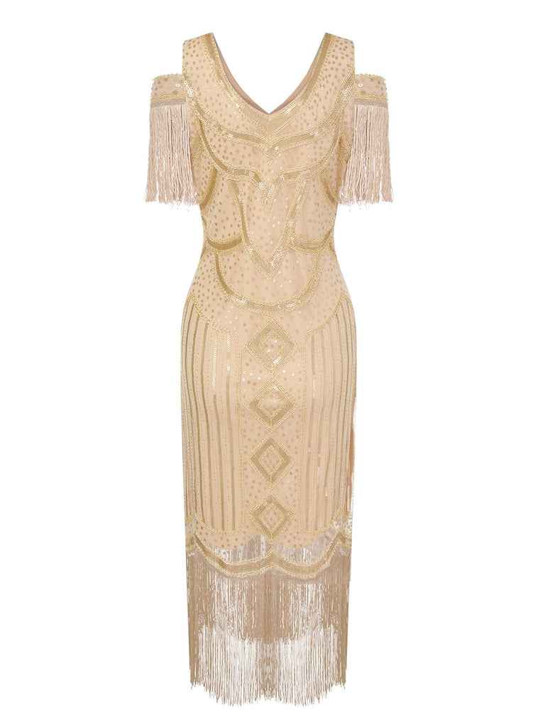1920s Sequin Beaded Tassel Gastby Dress, vintage dress, retro fashion, Gatsby party, flapper style - perfect for women who love vintage and retro fashion