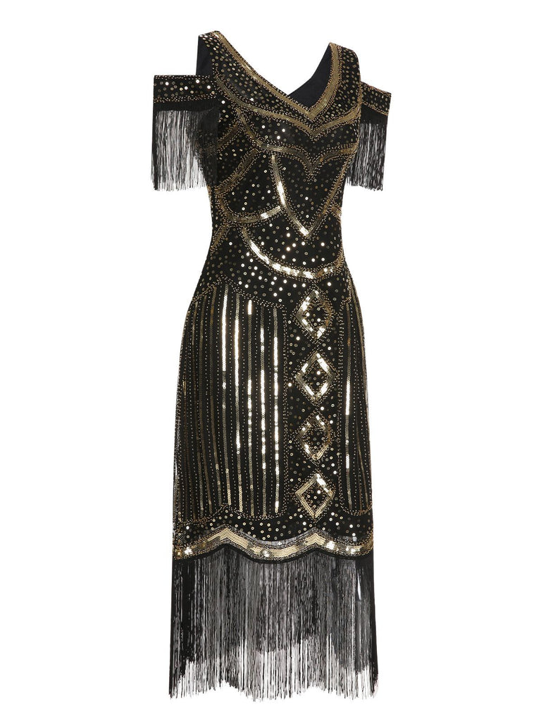 1920s Sequin Beaded Tassel Gastby Dress, vintage dress, retro fashion, Gatsby party, flapper style - perfect for women who love vintage and retro fashion