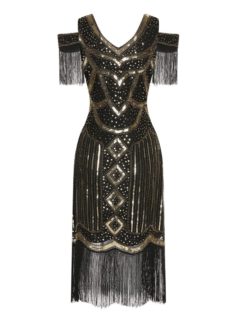 1920s Sequin Beaded Tassel Gastby Dress, vintage dress, retro fashion, Gatsby party, flapper style - perfect for women who love vintage and retro fashion
