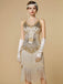 1920s Sequin Fringe Spaghetti Strap Flapper Dress - vintage dress, retro fashion, Gatsby party