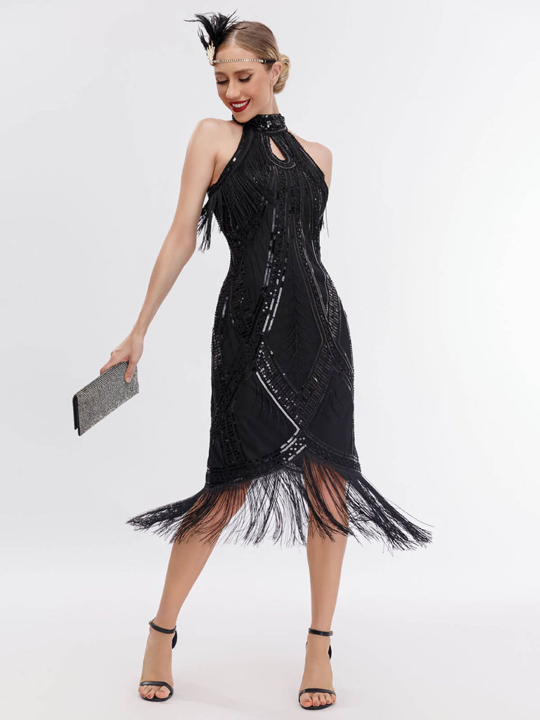 1920s Sequin Tassel Keyhole Charleston Dress: timeless style reimagined