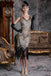 Dark 1920s Sequined Flapper Dress, classic 1920s style elegant retro fashion - Image 9