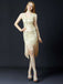 This 1920s Sequined Fringe Flapper Sleeveless Dress wraps her in 1920s elegance, one twirl at a time