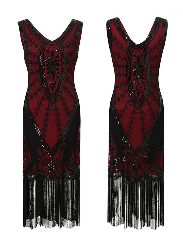 1920s Sequined Fringed Sleeveless Dress — vintage elegance for the modern woman