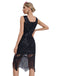 This 1920s Sequined Sleeveless Fringed Hem Dress wraps her in 1920s elegance, one twirl at a time