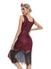 This 1920s Sequined Sleeveless Fringed Hem Dress wraps her in 1920s elegance, one twirl at a time
