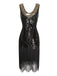 Fabric texture: 1920s 1920s Sequined Tassel V-Neck Dress, perfect for retro themed parties, vintage fashion enthusiasts and special occasions