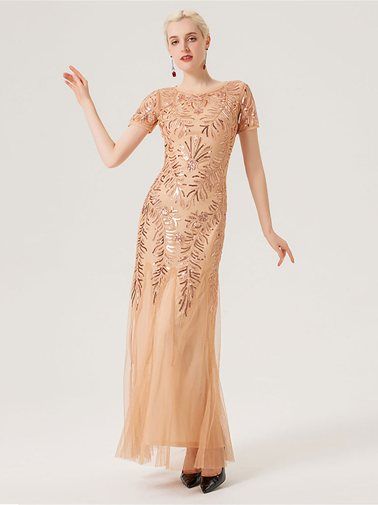 She slips into this 1920s Sequins Beading Mesh Formal Dress and suddenly it's a 1920s daydream