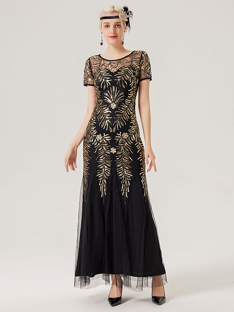 She slips into this 1920s Sequins Beading Mesh Formal Dress and suddenly it's a 1920s daydream