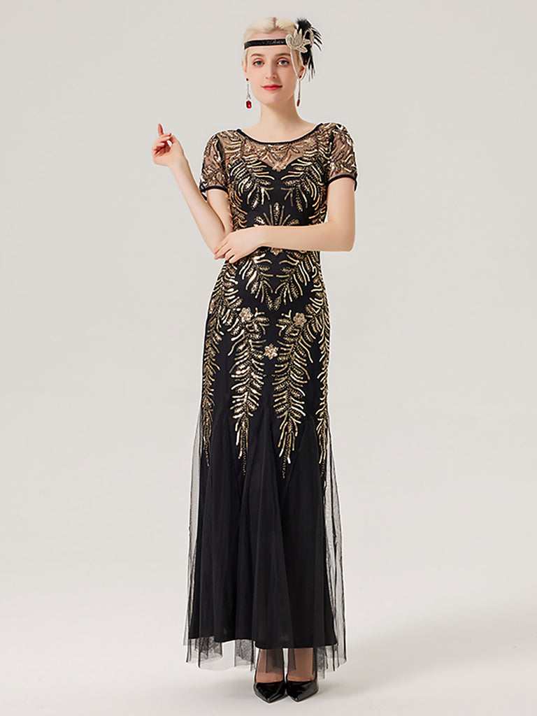 1920s Sequins Beading Mesh Formal Dress — vintage elegance for the modern woman