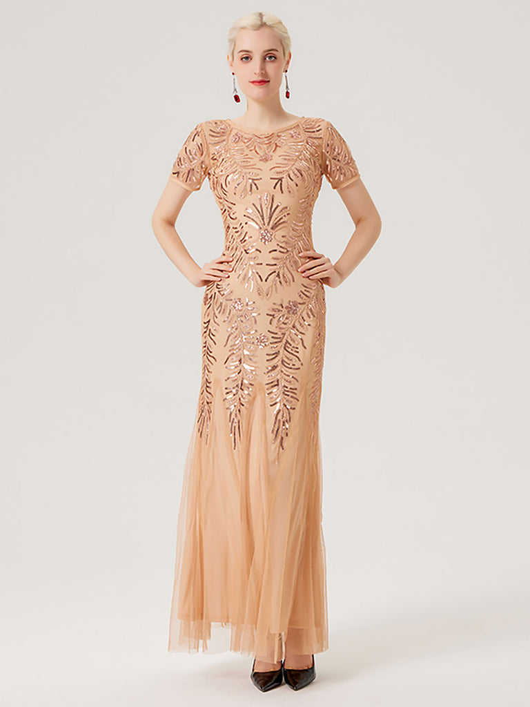 1920s Sequins Beading Mesh Formal Dress — vintage elegance for the modern woman