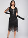 1920s Sequins Tassel Beading Cap Sleeve Dress - vintage dress, retro fashion, Gatsby party