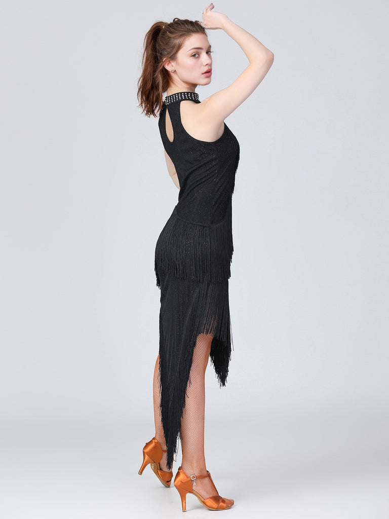 1920s Solid Beaded Fringed Hem Dress: where 1920s romance meets her modern spirit