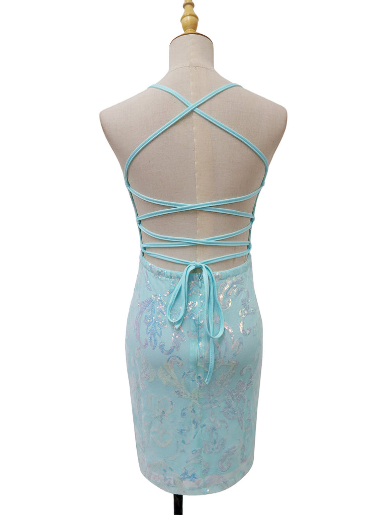 1920s Solid Sequin Spaghetti Strap Backless Dress - vintage dress, retro fashion, Gatsby party