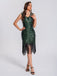 1920s V-Neck Symmetrical Pattern Tassel Sequined Dress: where 1920s romance meets her modern spirit
