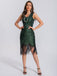 This 1920s V-Neck Symmetrical Pattern Tassel Sequined Dress wraps her in 1920s elegance, one twirl at a time