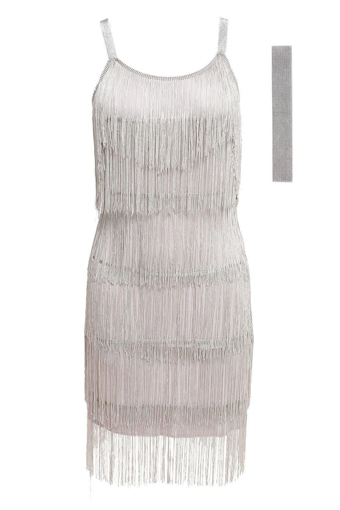 [US Warehouse] Belted Black 1920s Fringe Gatsby Dress