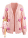 1930s 3D Daisy Long Sleeve Knit Cardigan - vintage fashion, retro style