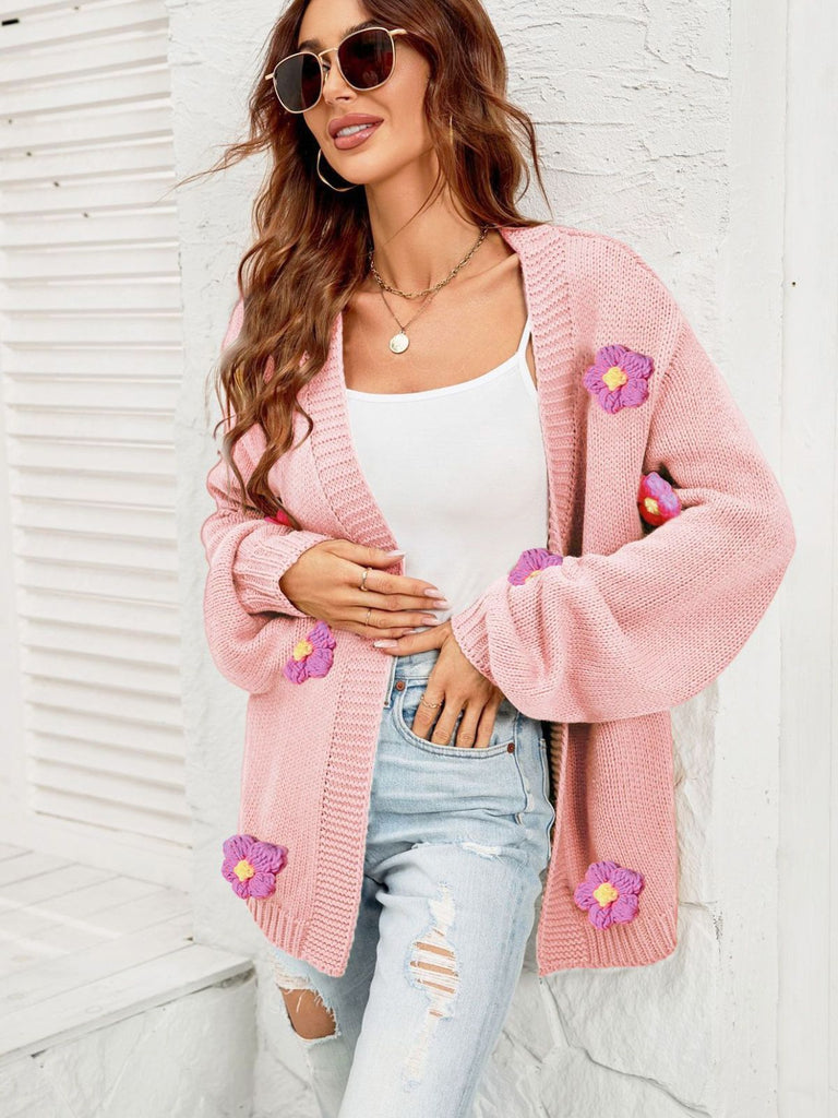 1930s 3D Daisy Long Sleeve Knit Cardigan - vintage fashion, retro style
