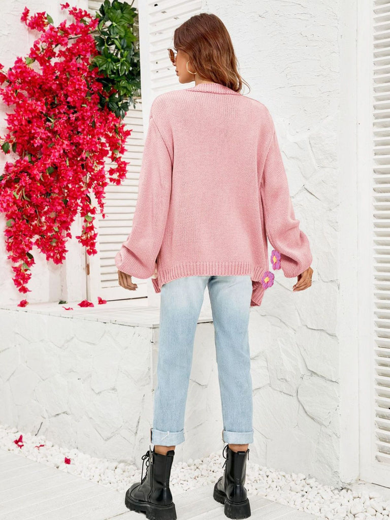 1930s 3D Daisy Long Sleeve Knit Cardigan - vintage fashion, retro style