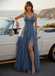 1930s Appliques Tulle Glitter Slit Tiered Prom Dress - vintage dress, retro fashion, elegant red