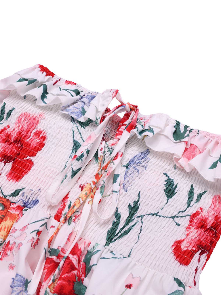 1930s Bandeau Floral Tiered Ruffle Hem Dress — the kind of 1930s dress that makes strangers smile