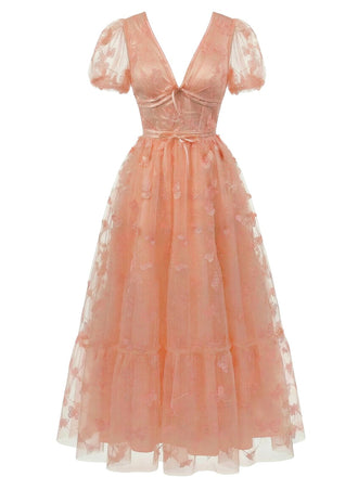 1930s Butterfly Floral Mesh Embroidered Maxi Dress - vintage dress, retro fashion for women