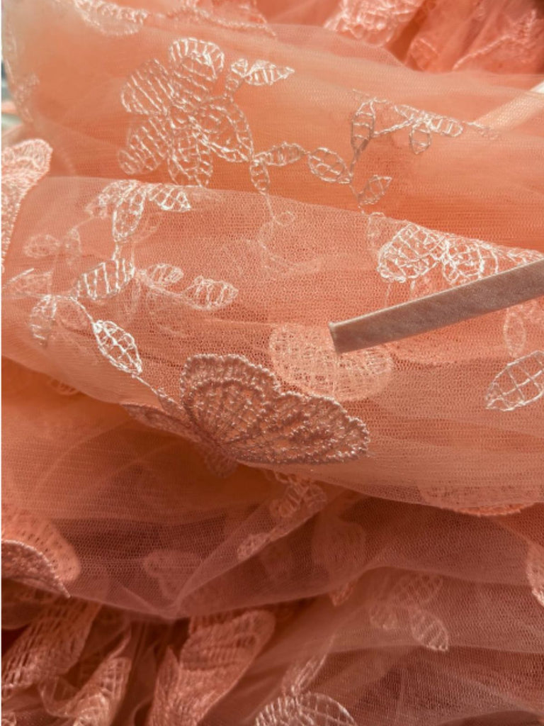 1930s Butterfly Floral Mesh Embroidered Maxi Dress - vintage dress, retro fashion for women