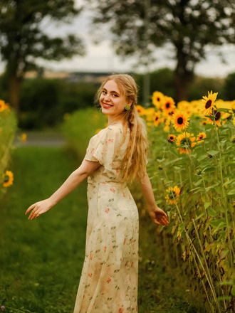 Yellow 1930s Butterfly Flutter Sleeve Chiffon Dress, vintage dress, retro fashion - perfect for women who love vintage and retro fashion