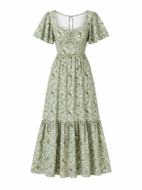 Retro Stage Butterfly Flutter Sleeve Chiffon Maxi Dress Vintage Dress 2026 Yellow Retro Stage Butterfly Flutter Sleeve Chiffon Maxi Dress Vintage Dress 2026 Yellow