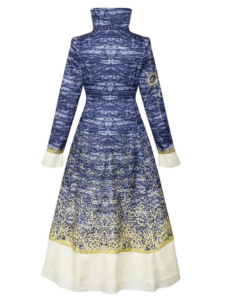 Blue 1930s Stand Collar Madame Morrible Stardust Coat - vintage fashion, retro style