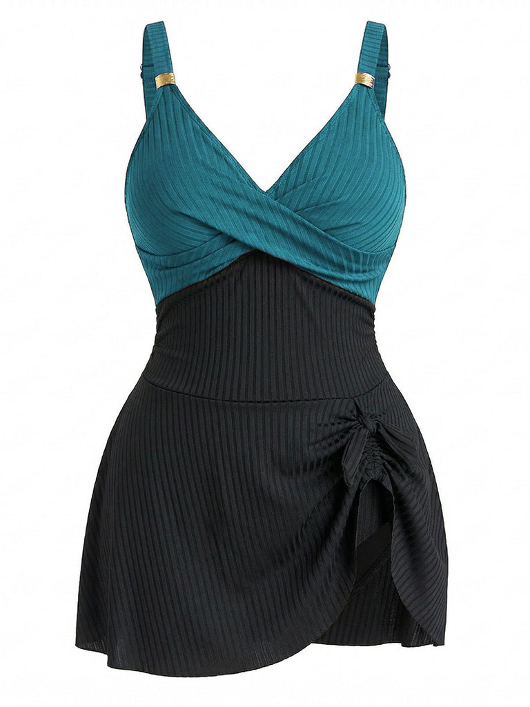 plus size retro swim dress Unique Vintage Plus Size Black Halter Swim Dress