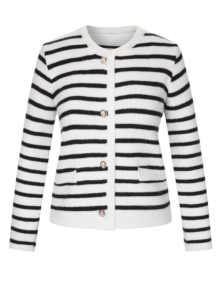 This 1930s Contrast Striped Long Sleeve Knitted Cardigan whispers 1930s secrets to those who notice