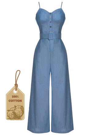 She finds her 1930s story in this 1930s Cowboy Solid Strap Jumpsuit
