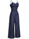 Navy Blue 1930s Cowboy Solid Strap Jumpsuit, vintage romper, retro jumpsuit - perfect for women who love vintage and retro fashion
