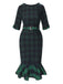 1930s Crew Neck Tartan Plaid Belted Mermaid Dress: where 1930s romance meets her modern spirit