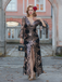 1930s Deep V-Neck Mesh Sequined Maxi Dress - vintage dress, retro fashion