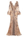 1930s Deep V-Neck Mesh Sequined Maxi Dress: where 1930s romance meets her modern spirit
