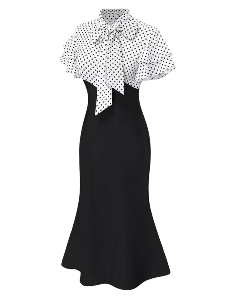 This 1930s Dots Tie Neck Mermaid Dress wraps her in 1930s elegance, one twirl at a time
