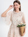 Beige 1930s Floral Embroidery Illusion Mesh Ruffled Dress - vintage dress, retro fashion