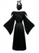 Black 1930s Halloween Maleficent Batwing Sleeve Dress Set - vintage dress, retro fashion, classic black