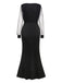 Black 1930s Solid V-Neck Sequined Irregular Hem Dress - vintage dress, retro fashion, classic black