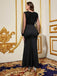 Black 1930s Solid V-Neck Sequined Irregular Hem Dress - vintage dress, retro fashion, classic black