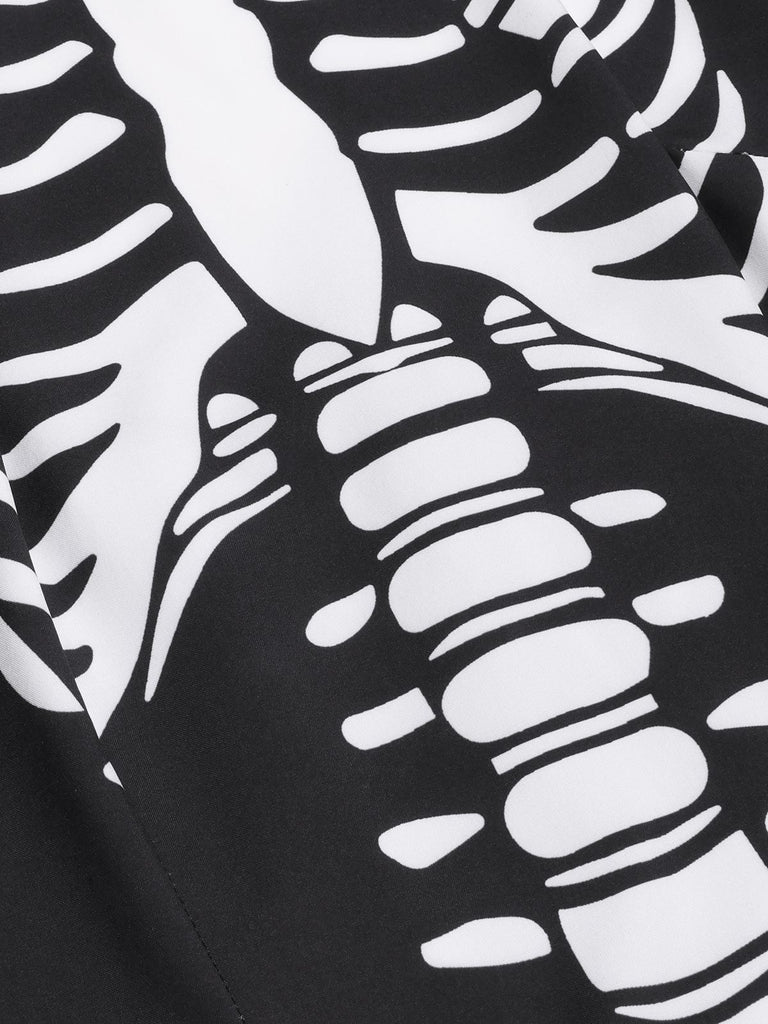 black and white skeleton dress Halloween Skeleton Black & White Sleeveless Mermaid Fishtail Dress