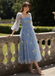 Blue 1930s Floral Embroidered Mesh Long Sleeve Dress - vintage dress, retro fashion, elegant red