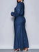 1930s Glitter Ruched Lantern Sleeve Knit Fishtail Dress - vintage dress, retro fashion