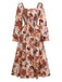 Multicolor 1930s Floral Smocked Cinched Sleeve Dress - vintage dress, retro fashion
