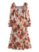 Multicolor 1930s Floral Smocked Cinched Sleeve Dress - vintage dress, retro fashion