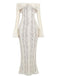 1930s Off-Shoulder Lace Flare Sleeve Maxi Mermaid Dress - vintage dress, retro fashion